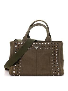 Prada Canvas Studded Crystal Canapa #354866P72B